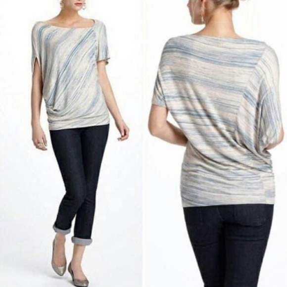 Deletta Tops - SOLD OUT! DELETTA ANTHROPOLOGIE ASYMMETRICAL NECKLINE TOP SWIRLSCAPE TUNIC M